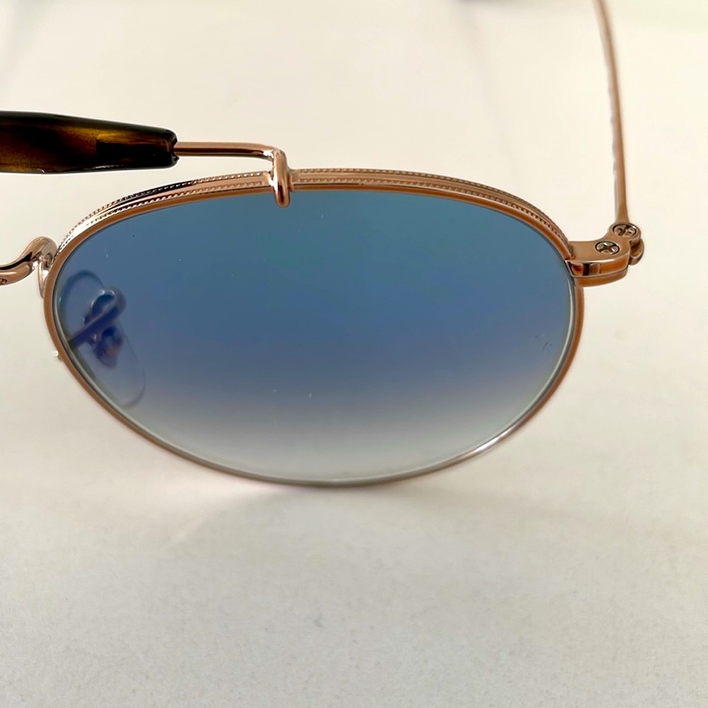 Ray-Ban Rose Gold Tone Sunglasses w/ Blue Ombre Lens & Tortoise Accents - Picture 8 of 16